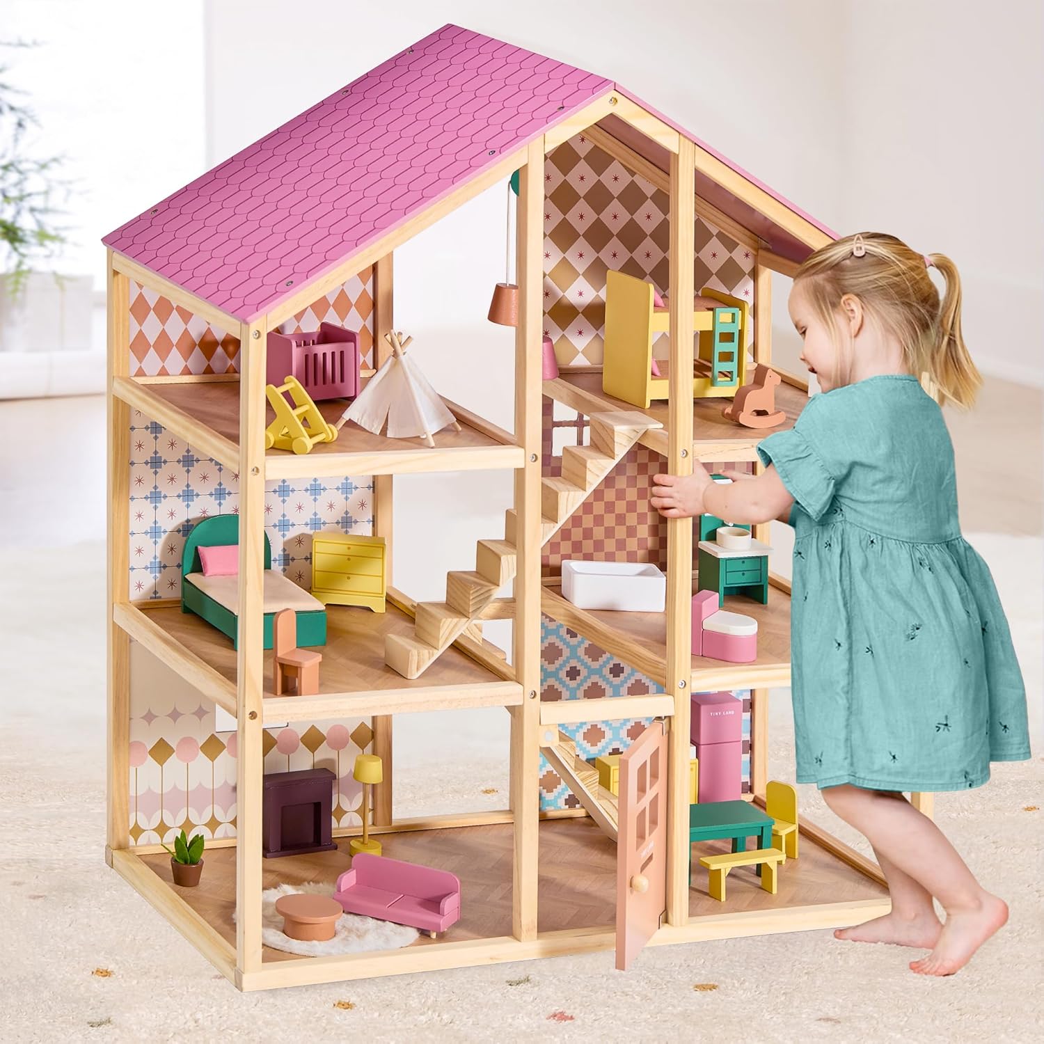 Montessori Shelf Toy - 子供用モンテッソーリ本とおもちゃの棚、5段オーガナイザー、バーチ合板製 | カスタマイズ可能な5セクションレイアウトのオープンシェルフ