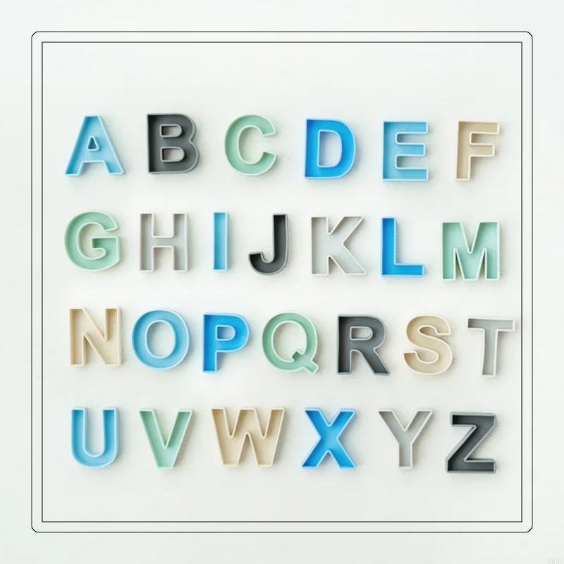 Kids Educational Games Learn English - 24pcs 9x7cmシリコン英語のレターブロックセットキッド教育おもちゃの楽しいスペルゲーム早期学習子供の女の子ギフト