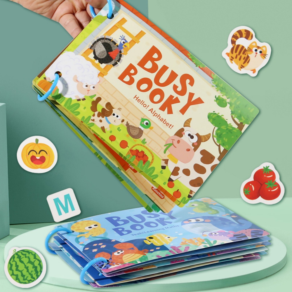Kids Educational Games Learn English - ビジーブックステッカー クワイエットブック 子供向け モンテッソーリ早期教育玩具 幼児向け マッチングパズルゲーム
