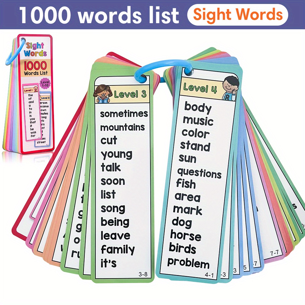 Kids Educational Games Learn English - 6歳から10歳のお子様向け、1000個の視覚単語フラッシュカード。両面カードで楽しく学べるレベル別単語ゲーム、知育玩具。