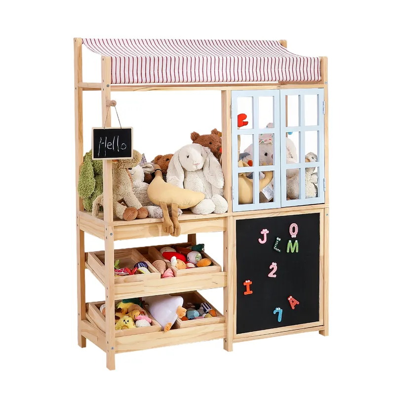 Montessori Shelf Toy - 無垢材製子供用おもちゃ収納ラック モンテッソーリプレイハウス棚 子供部屋用フロアオーガナイザー ディスプレイスタンド