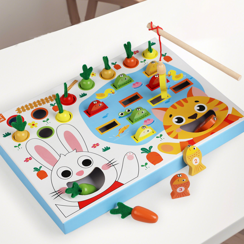 Montessori Shelf Toy - モンテッソーリおもちゃ幼児のためのプルニンジン釣り模擬給餌ゲームセット教育カラフルな形状のおもちゃ子供のための学習