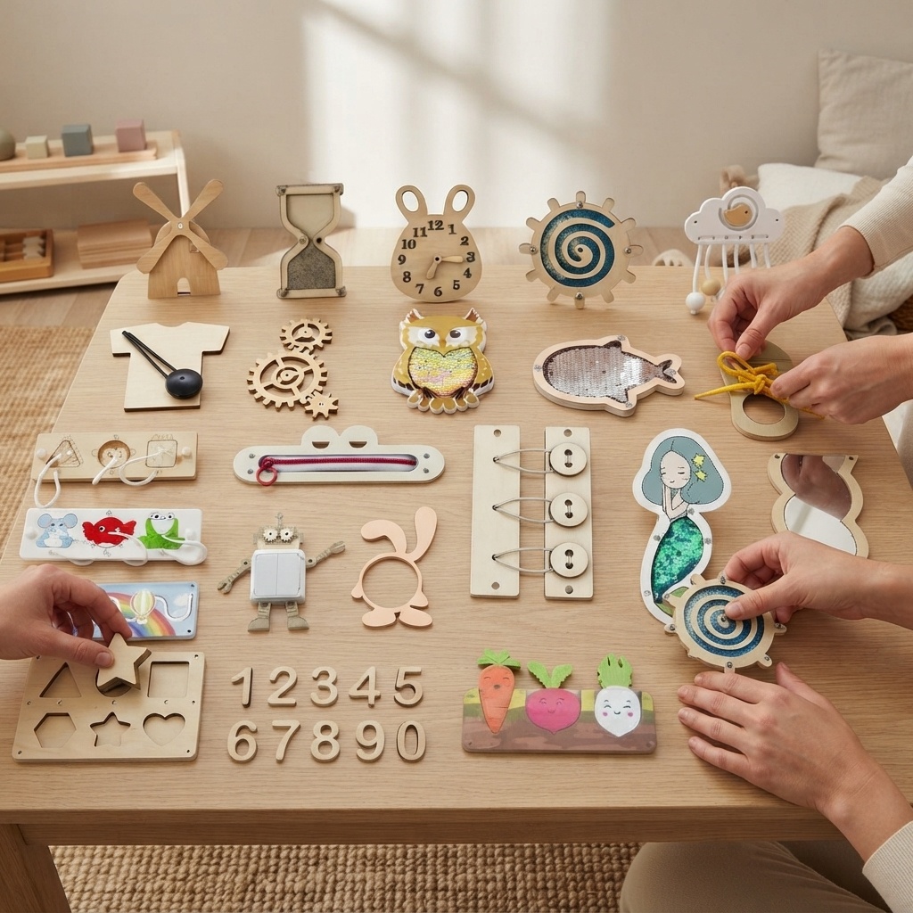 ホットビジーボード モンテッソーリ木製パズル DIYアクティ - Kids Education Usa のレビューと価格