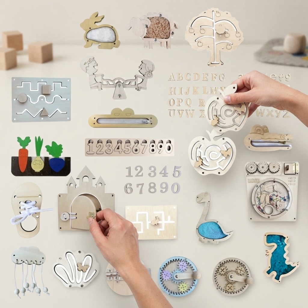 ホットビジーボード モンテッソーリ木製パズル DIYアクティ - Kids Education Usa のレビューと価格