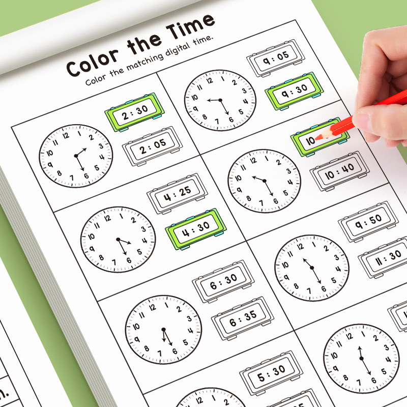 子供向け時間学習ワークブック、アナログ時計の読み方練習アクテ - Kids Education Worksheet のレビューと価格