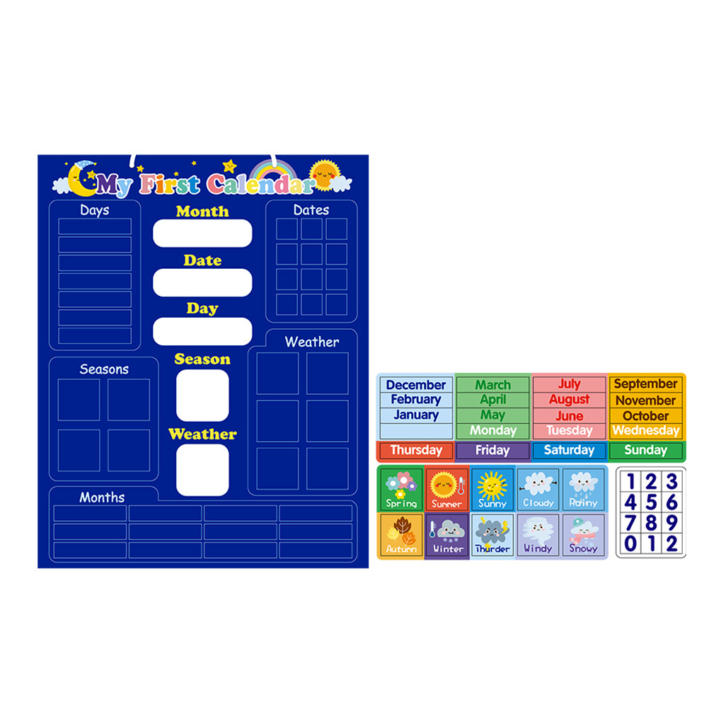 子供のための磁気木製カレンダー、毎日のフェルトボード、日の月 - Kids Education Planner のレビューと価格