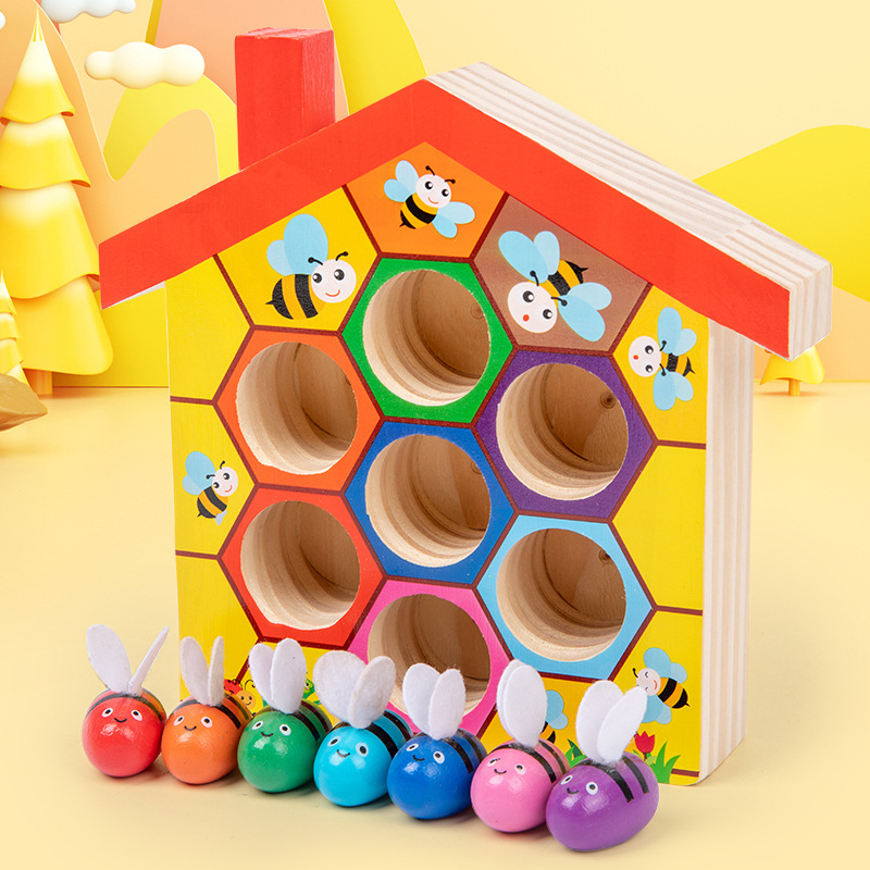 木製ミツバチハウス、クランプミツバチと巣箱マッチングゲーム、 - Montessori Shelf Toy のレビューと価格