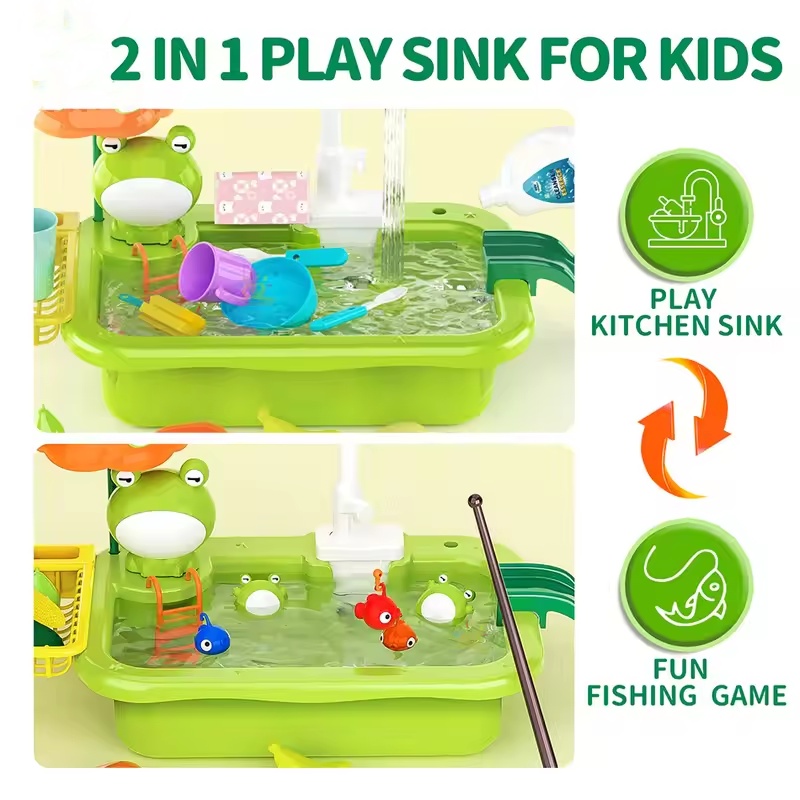 新しい子供用キッチンシンク電動食器洗い機、水が流れるおもちゃ - Kids Education Design のレビューと価格