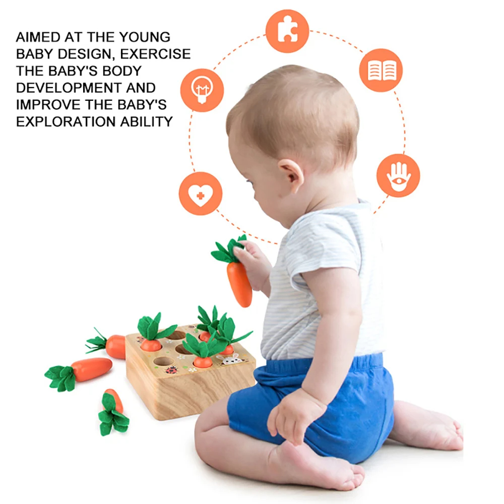 子供パズルプルアップニンジンゲームおもちゃ赤ちゃん早期教育木 - Montessori Shelf Toy のレビューと価格