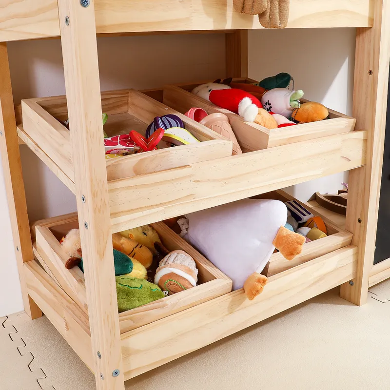無垢材製子供用おもちゃ収納ラック モンテッソーリプレイハウス - Montessori Shelf Toy のレビューと価格