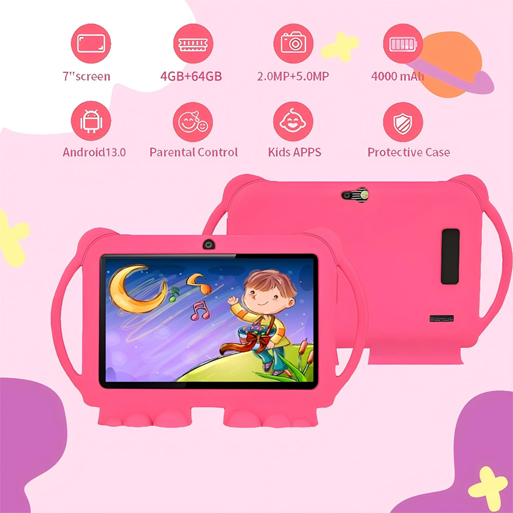 7インチ新型Androidキッズタブレット、クアッドコア、4 - Kids Educational Games Learn English のレビューと価格