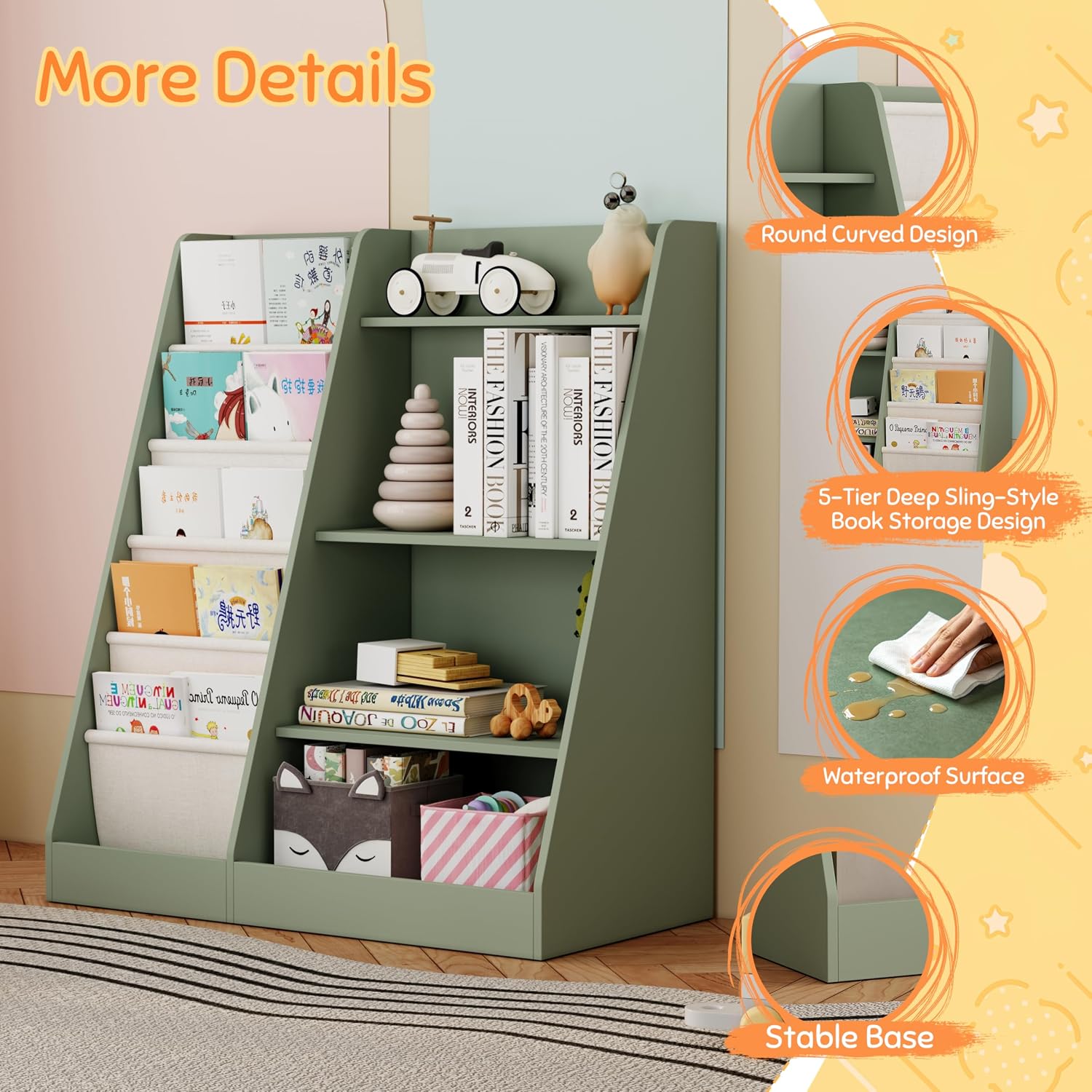 2-IN-1 キッズブックシェルフ＆おもちゃ収納オーガナイザ - Montessori Shelf Toy のレビューと価格