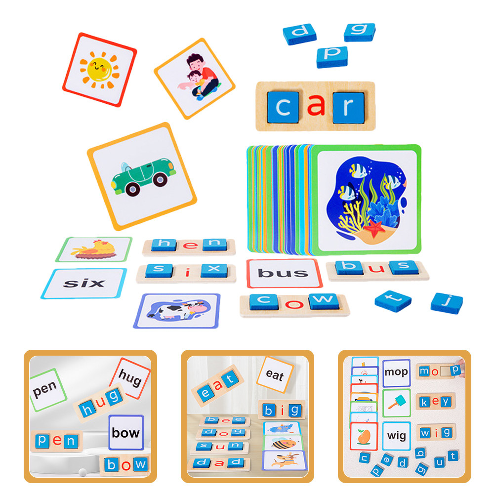 1セット アルファベットスペリングゲーム 木製文字教育ブロッ - Kids Educational Games Learn English のレビューと価格