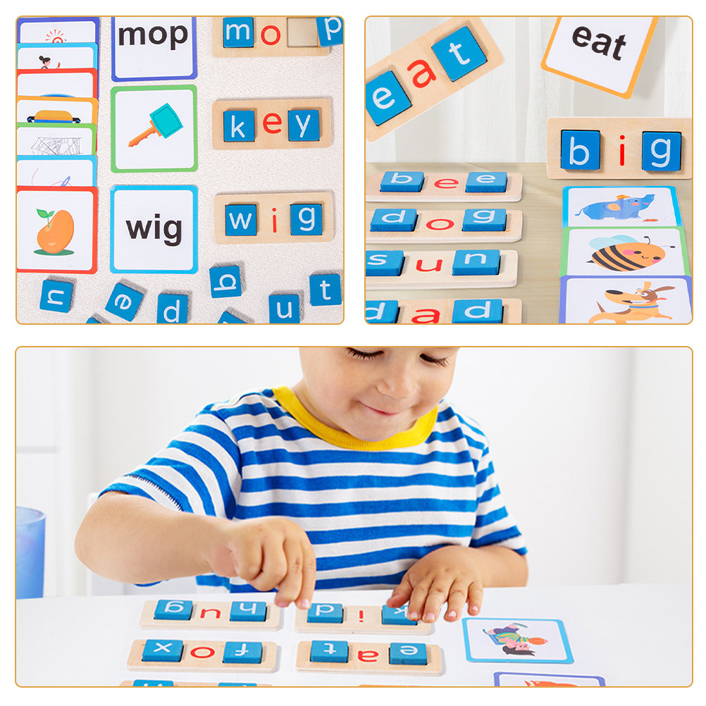 1セット アルファベットスペリングゲーム 木製文字教育ブロッ - Kids Educational Games Learn English のレビューと価格